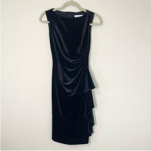 SALE! NWT Joseph Ribkoff Velvet Sparkle Drapey Ruffle Elegant LBD Dress Size 2